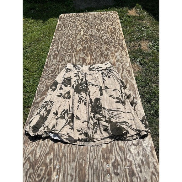 Grace‎ Elements Skirt Cotton Size 10 Floral Tan Brown Gold Floral Spring Zipper - Picture 4 of 8